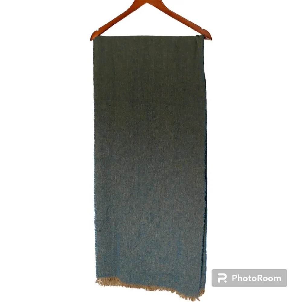Polo Ralph Lauren Teal Blue Gold Brown Scarf Women's 17